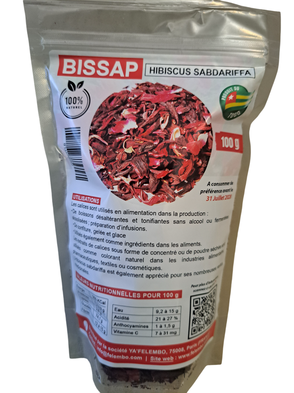 Fleurs d'Hibiscus Séchées (Bissap) - Qualité Premium